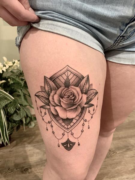 Tattoos - Rose with Decoration - 142174